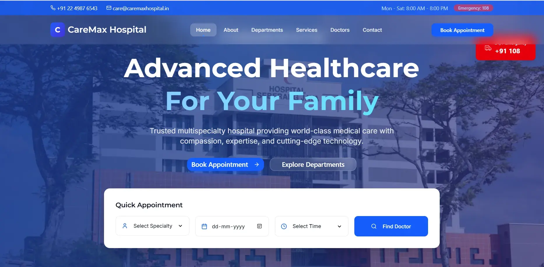 Caremax Hospital project preview
